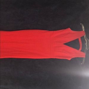 Floor length red dress